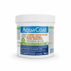 NEW Aqua Coat Water‎ Based White Cabinet Wood Grain Filler Gel 946mL / 1 Qt